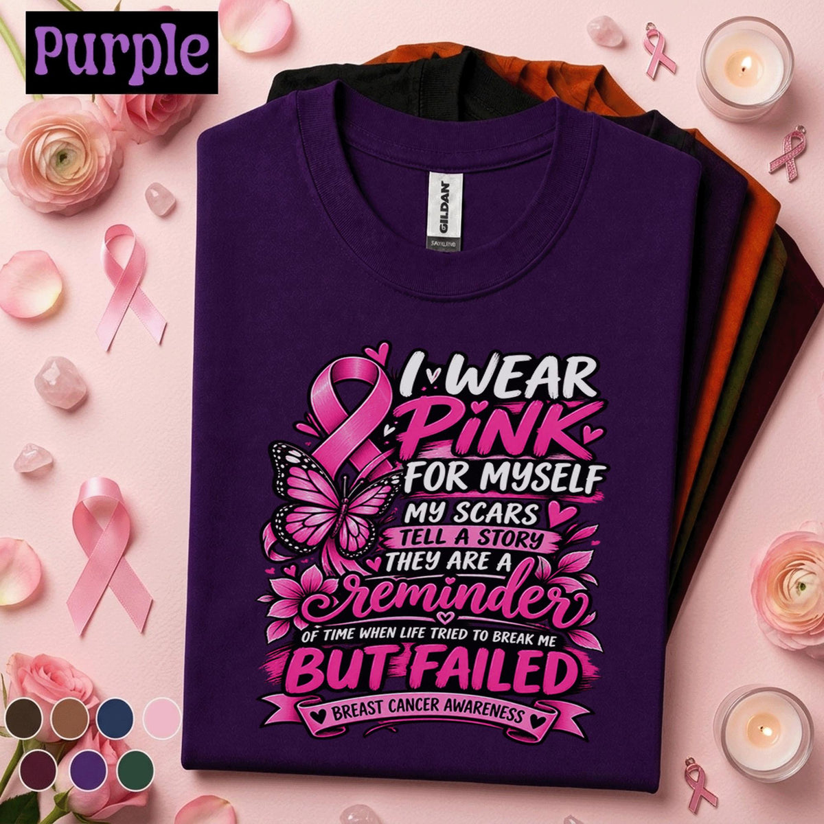 Breast Cancer Survivor Shirt, I Wear Pink for Myself Tee, Pink Ribbon Butterfly Shirt, Inspirational Cancer Awareness Gift for Women