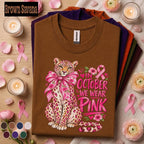 Breast Cancer Awareness Shirt, In October We Wear Pink Tee, Pink Ribbon Leopard Shirt, Pink Out Breast Cancer Support Gift for Women