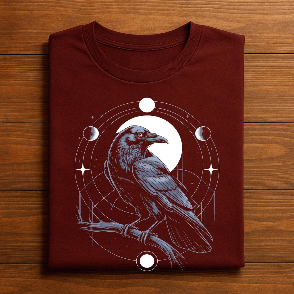 Raven Moon Phase Shirt, Gothic Crow Halloween Tee, Witchy Occult Bird T-Shirt, Cosmic Raven Spirit Animal Shirt, Raven Sweatshirt