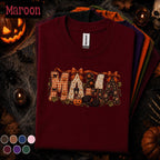 Mama Halloween Shirt, Retro Patchwork Pumpkin Mom Tee, Black Cat Spooky Mama Shirt, Cute Fall Halloween Gift for Mom Autumn Tee