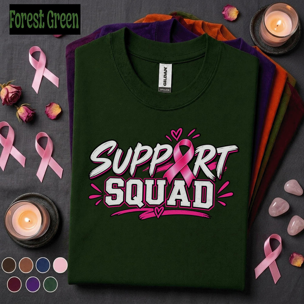 Breast Cancer Awareness Shirt, Support Squad Pink Ribbon Tee, October Awareness Team Shirt, Cancer Walk Family Support Gift for Women Tee