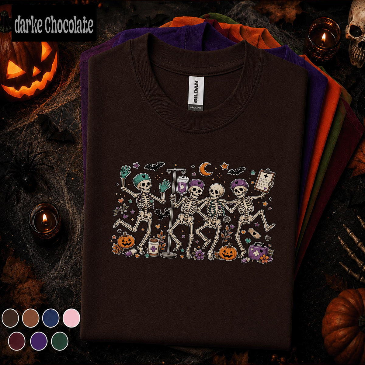 Halloween Nurse Shirt, Dancing Skeleton Nurses Tee, Spooky Medical Team Shirt, Funny Healthcare Worker Halloween Gift for Nurses