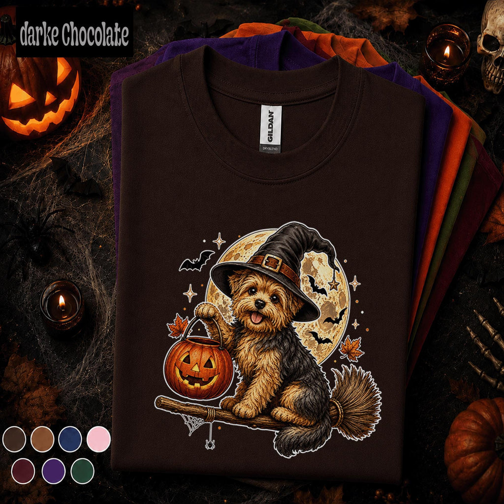 Yorkie Halloween Shirt, Witch Dog Pumpkin Tee, Cute Yorkshire Terrier Halloween Gift, Spooky Dog Mom Shirt, Puppy Tee