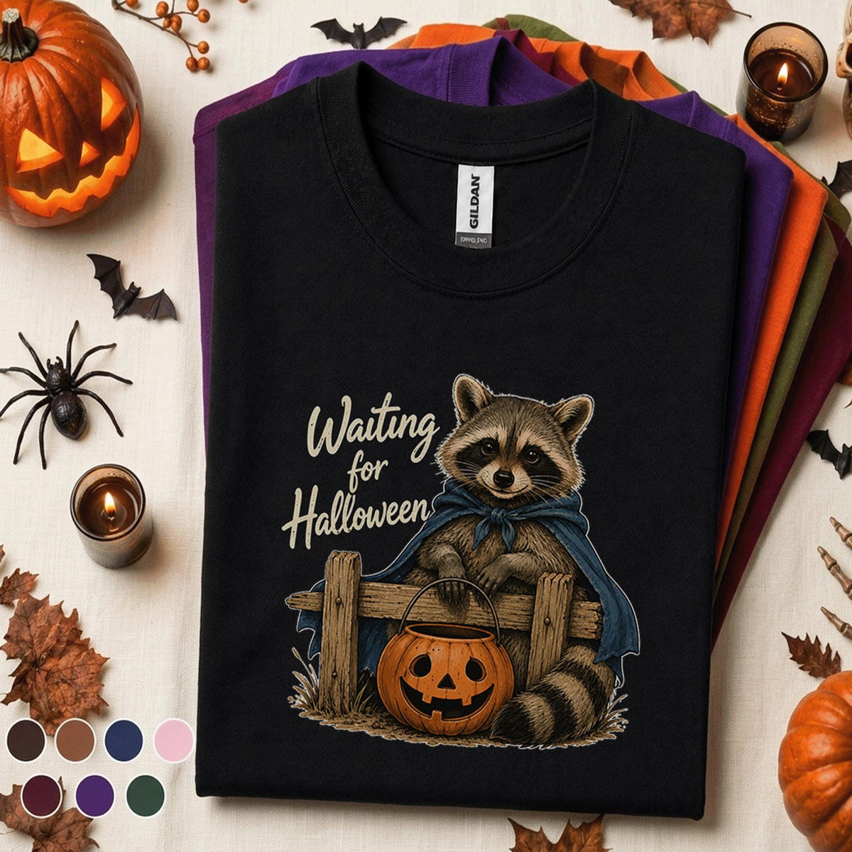 Waiting for Halloween Raccoon Shirt, Cute Raccoon Tee