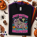 Just Waiting for Halloween Shirt, Funny Skeleton Pool Float Tee