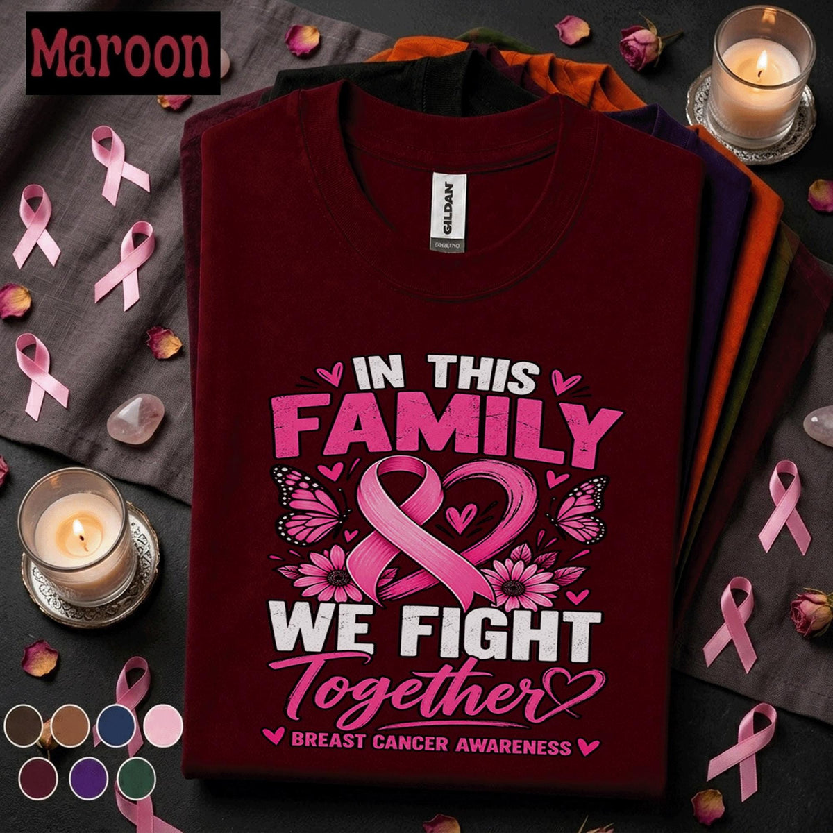 Breast Cancer Awareness Shirt, In This Family We Fight Together Tee, Pink Ribbon Family Support Shirt, October Cancer Awareness Gift