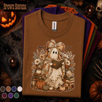 Cozy Reading Ghost Halloween Shirt, Book Lover Tee, Cottagecore Spooky Season Shirt, Cute Fall Reader Librarian Teacher Gift
