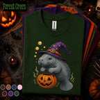 Manatee Halloween Shirt, Cute Witch Manatee Tee, Pumpkin Shirt, Funny Ocean Animal Halloween Gift, Spooky Sea Cow Tee