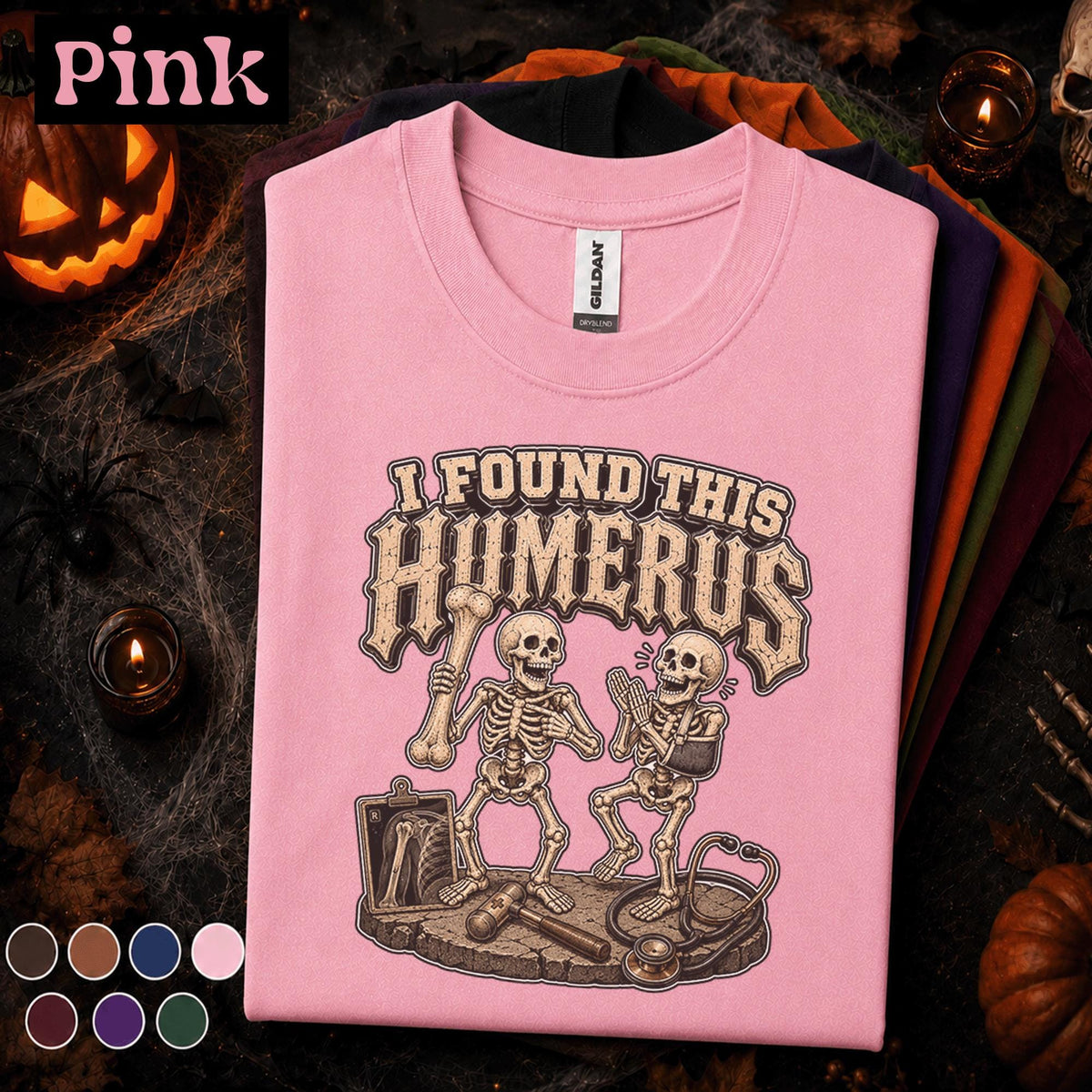 I Found This Humerus Halloween Shirt, Funny Orthopedic Nurse Tee, Skeleton Medical Pun Shirt, Spooky Healthcare Worker Gift for Nurses