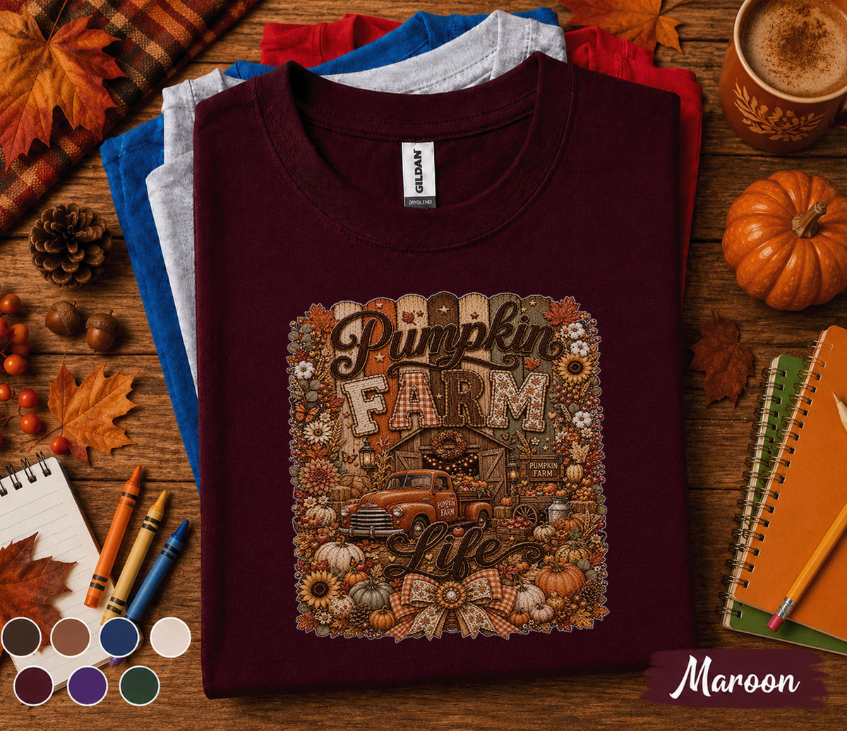 Pumpkin Farm Life Shirt, Cute Fall Pumpkin Patch Tee, Rustic Autumn Harvest Shirt, Thanksgiving Farmhouse Shirt, Cozy Fall Gift for Her
