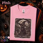 Black Cat Halloween Shirt, Witch Cat Tarot T Shirt, The Moon Spooky Tee, Gothic Celestial Shirt, Witchy Cat Lover Halloween Gift