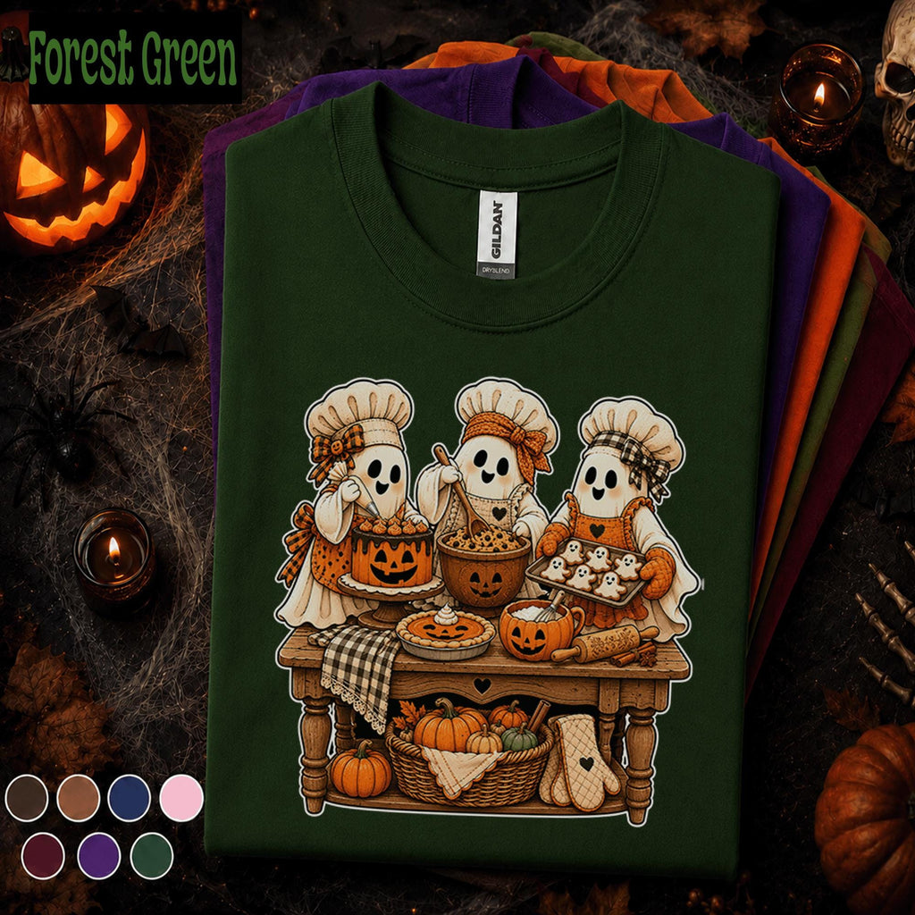 Cute Ghost Baker Halloween Shirt, Spooky Baking Tee, Pumpkin Cake and Cookie Shirt, Fall Bakery Gift, Halloween Kitchen T Shirt