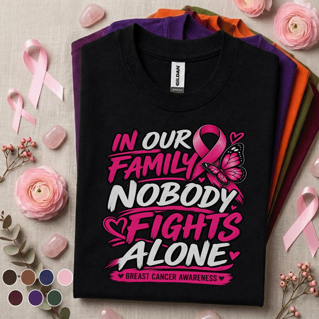 Breast Cancer Awareness Shirt, Nobody Fights Alone Family Tee