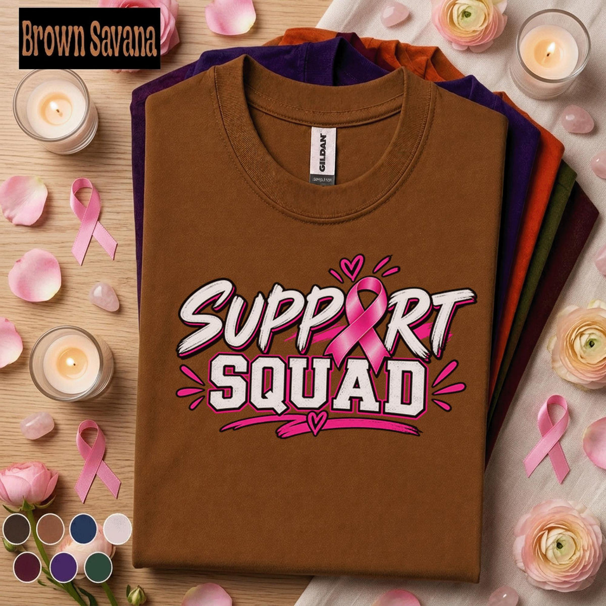 Breast Cancer Awareness Shirt, Support Squad Pink Ribbon Tee, October Awareness Team Shirt, Cancer Walk Family Support Gift for Women Tee