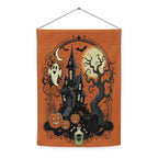 Vintage Halloween Garden Flag | Orange Black Cat Witch Yard Decor | Spooky Pumpkin BOO Banner, Halloween Decoration, Ghost Garden Flag