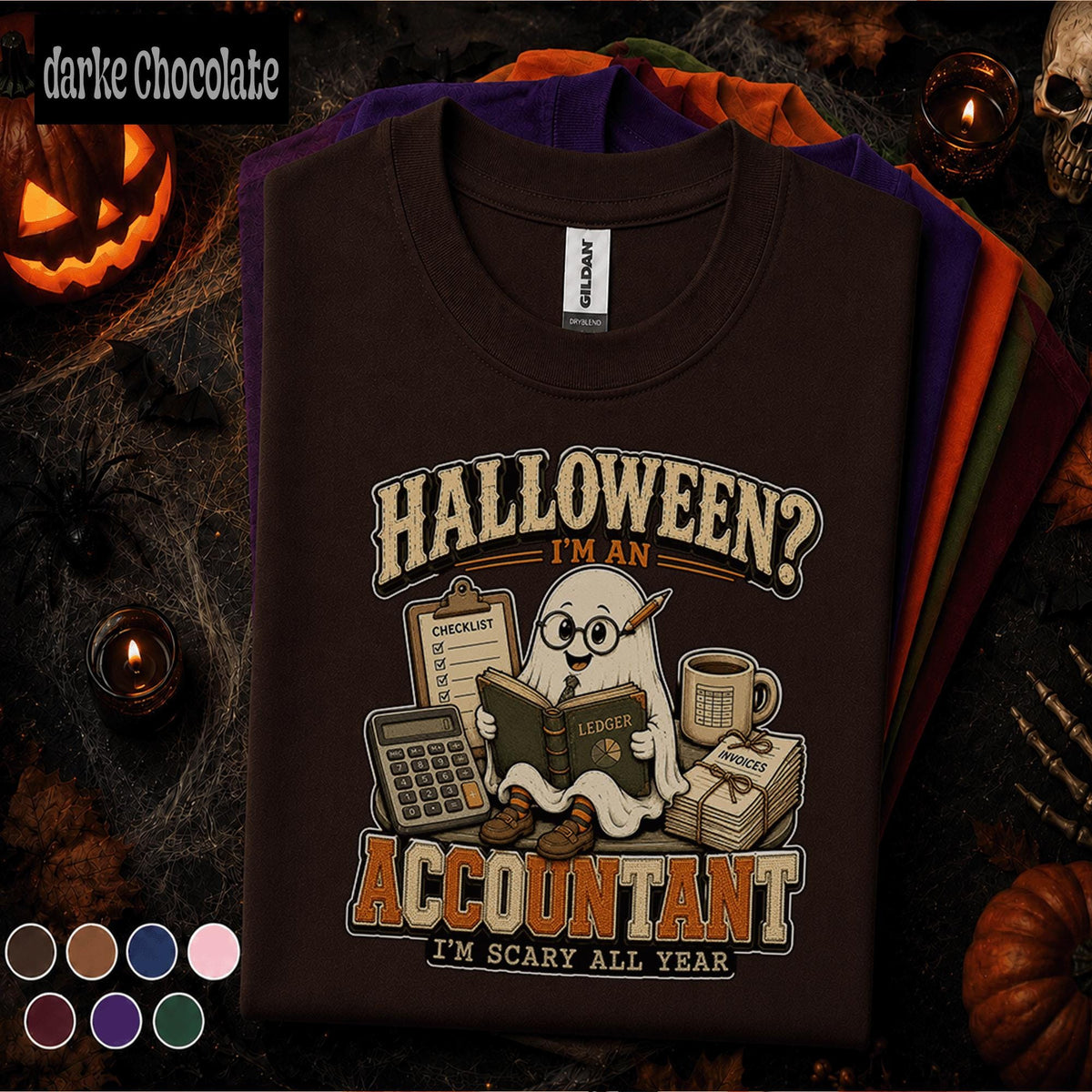 Halloween Accountant Shirt, Funny Ghost Accounting Tee, Scary All Year CPA Gift, Bookkeeper Halloween Shirt, Spooky Finance Office Tee