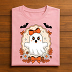 Girly Ghost Bow Shirt, Cute Halloween Spirit Tee