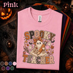 Spooky Teacher Halloween Shirt, Cute Ghost Teacher Tee, Retro Fall Classroom Shirt, Halloween Educator Gift, Pumpkin School Teacher Tee