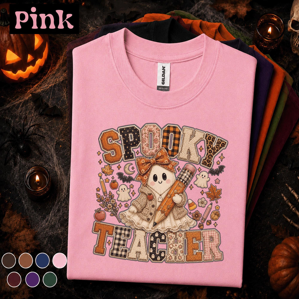 Spooky Teacher Halloween Shirt, Cute Ghost Teacher Tee, Retro Fall Classroom Shirt, Halloween Educator Gift, Pumpkin School Teacher Tee