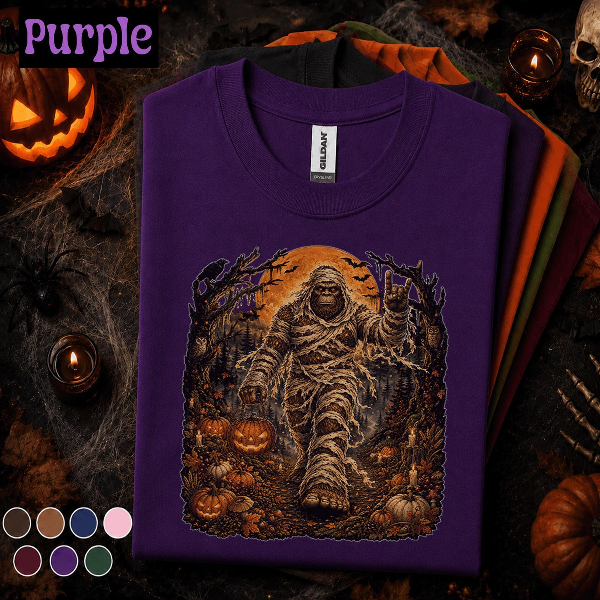 Bigfoot Mummy Halloween Shirt, Sasquatch Monster Tee, Spooky Full Moon Cryptid Shirt, Vintage Horror, Halloween Gift for Bigfoot Fans