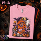 9th Birthday Halloween Shirt, Spooky Number 9 Tee, October Birthday Party Shirt, Ghost Pumpkin Witch Kids Halloween Birthday Gift Girls Boys