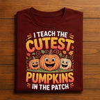 I Teach The Cutest Pumpkins In The Patch Teacher Halloween Shirt, Funny Fall Pumpkin Teacher Tee