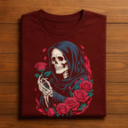 Couple Ghost Roses Shirt, Gothic Skeleton Rose Tee, Dark Halloween T-Shirt, Reaper Floral Gothic Fashion Top, Gift Valentine's Day shirt,