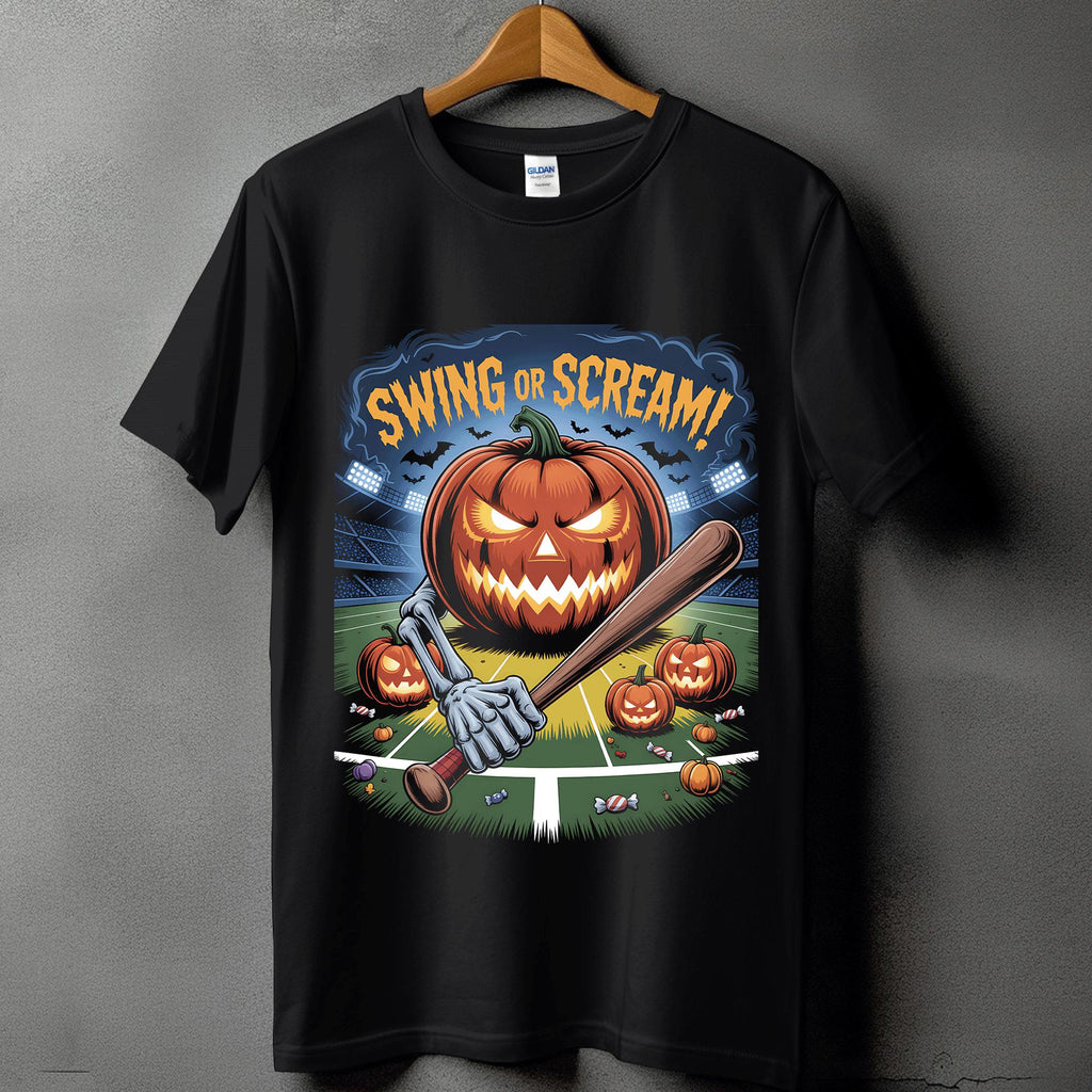 Swing Or Scream Halloween Baseball Shirt, Ghost Baseball Sweatshirt, Game Day Shirt, Baseball Shirt, Spooky Sports Fan Baseball Pumpkin Tee