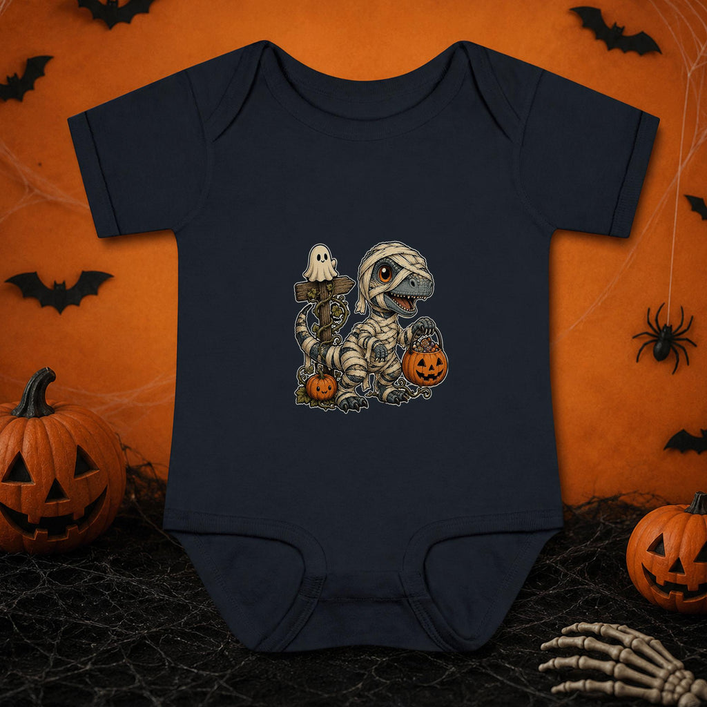 Mummy Dinosaur Halloween Baby Bodysuit, Cute T Rex Pumpkin Infant Onesie, Spooky Season Baby Outfit, First Halloween Baby Gift Idea