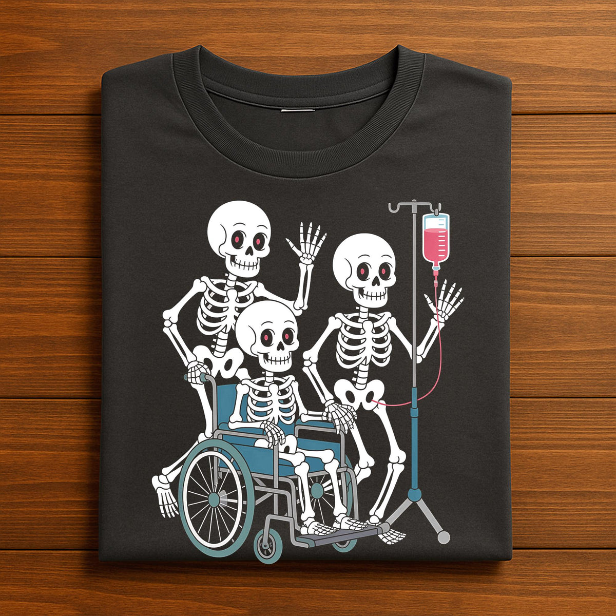 Skeleton Hospital Shirt, Funny Medical Halloween Tee, Skeleton Wheelchair IV Drip T-Shirt, Spooky Nurse Doctor, Gift Nurse Halloween Shirt