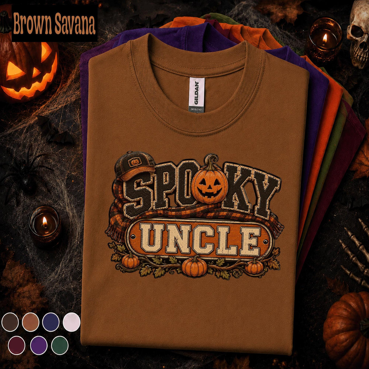 Spooky Uncle Halloween Shirt, Funny Uncle Pumpkin Tee, Fall Family Halloween Gift, Retro Jack O Lantern Shirt, Uncle Halloween Party Tee