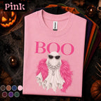 Boo Ghost Halloween Shirt, Pink Glam Ghost Tee, Girly Spooky Season Shirt, Rhinestone Fashion Ghost, Cute Halloween Gift for Women