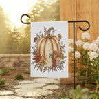 Fall Garden Flag with Pumpkins and Daisies, Rustic Autumn Yard Decor