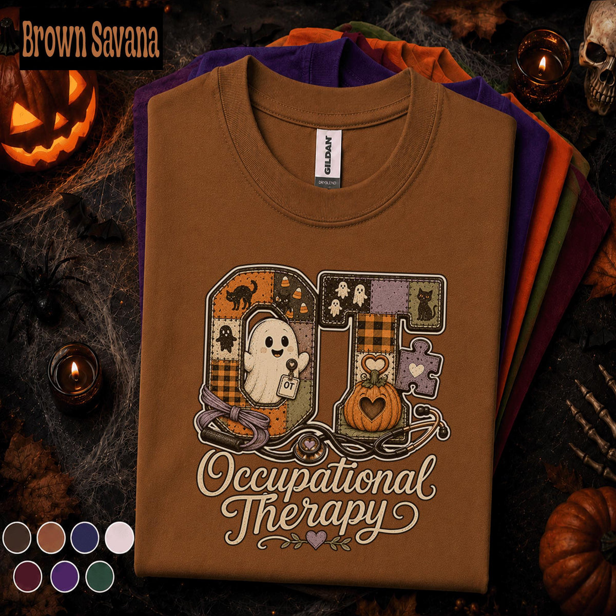 Occupational Therapy Halloween Shirt, Cute Ghost OT Tee, Spooky Pumpkin Therapist Shirt, Occupational Therapist Gift, Halloween OT Crew Tee