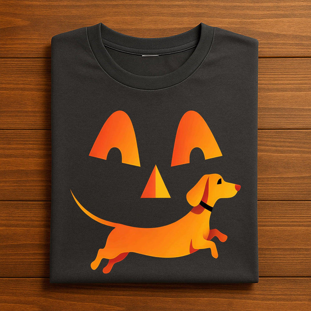 Pumpkin Face Dachshund Shirt, Dachshund Halloween Dog Lover Tee, Funny Wiener Dog Pumpkin Shirt, Cute Halloween Pup T-Shirt, Dog Halloween