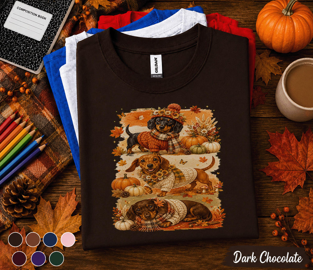 Cute Dachshund Fall Shirt, Autumn Wiener Dog Pumpkin Tee, Cozy Doxie Lover Sweatshirt, Thanksgiving Dog Shirt, Fall Puppy Tee