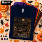 All Booked for Halloween Shirt, Gothic Black Cat Book Lover Tee, Witchy Library Shirt, Dark Academia Reader Gift, Spooky Autumn Bookish Tee