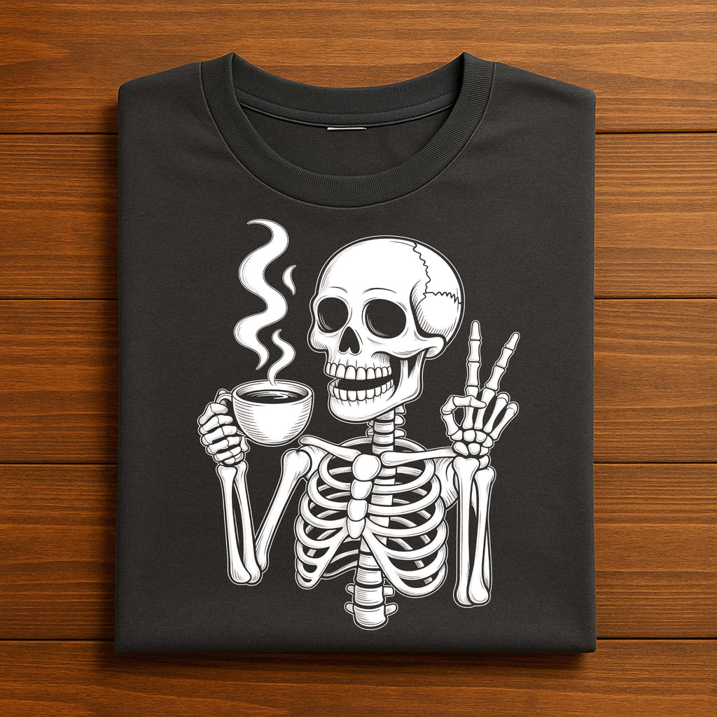 Skeleton Coffee Shirt, Funny Halloween Skeleton Tee