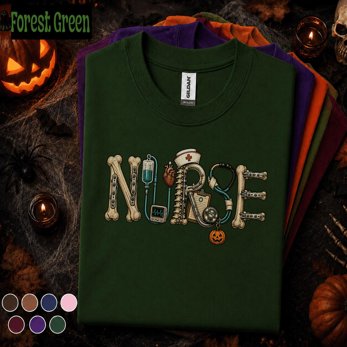 Nurse Halloween Shirt, Spooky Orthopedic Nurse Tee, Medical Skeleton Bones Shirt, Pumpkin Nursing Gift, Healthcare Halloween Tee for RN