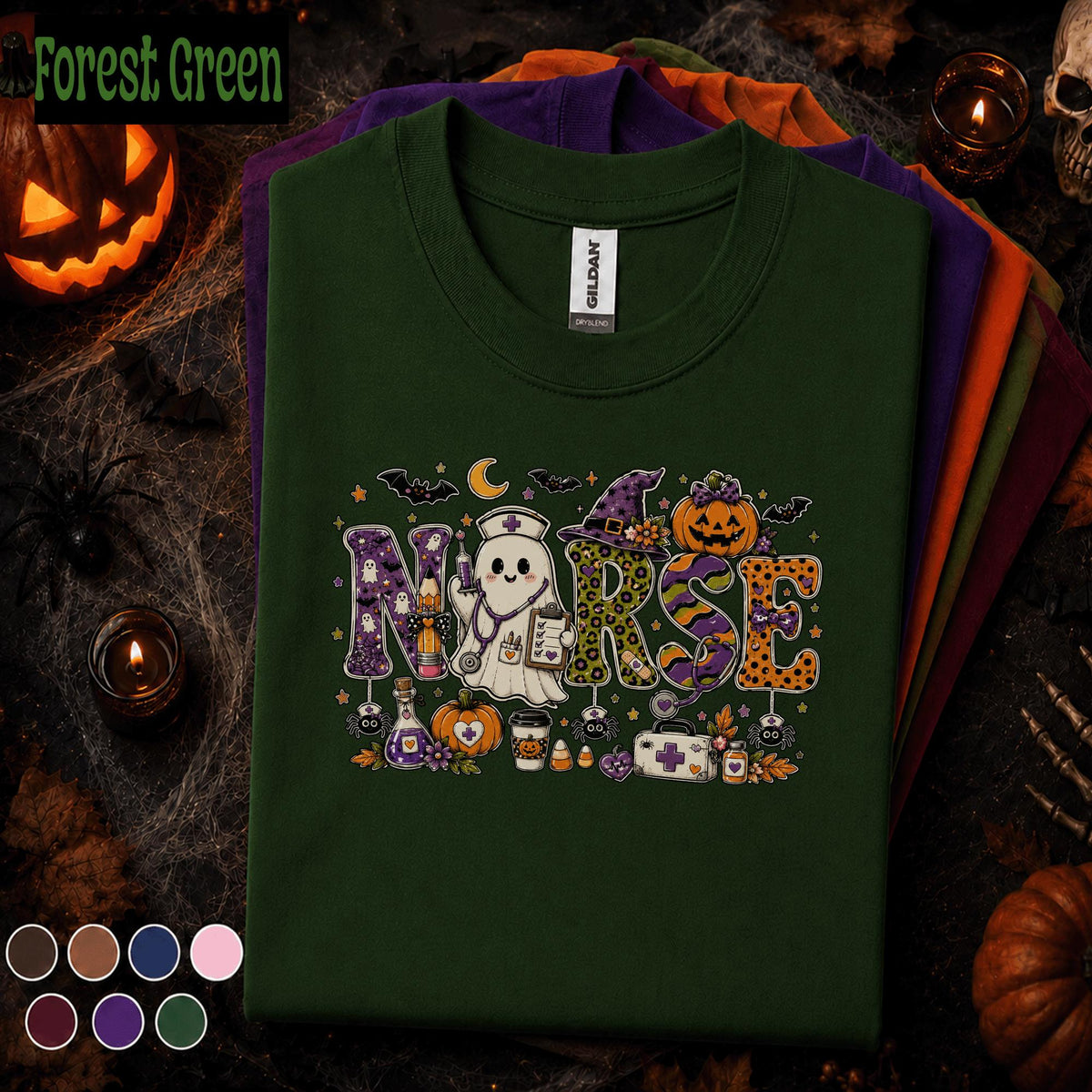 Cute Nurse Halloween Shirt, Ghost Nurse Pumpkin Tee, Spooky Healthcare Worker Shirt, Witchy Medical Halloween Gift for Nurses Women