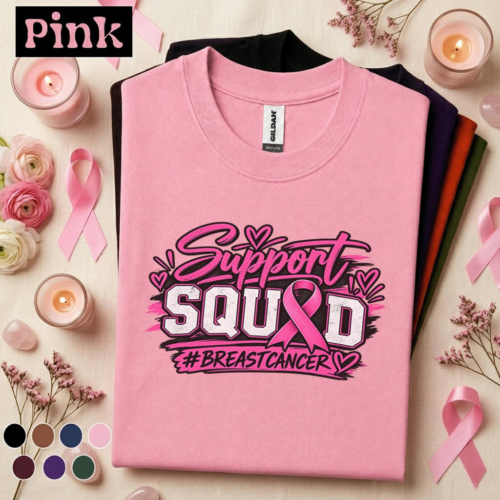 Breast Cancer Awareness Shirt, Support Squad Pink Ribbon Tee