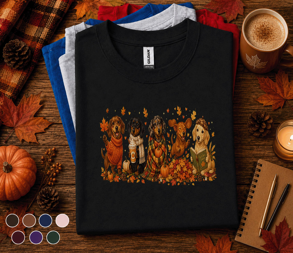 Cute Dachshund Fall Shirt, Autumn Wiener Dog Lover Tee