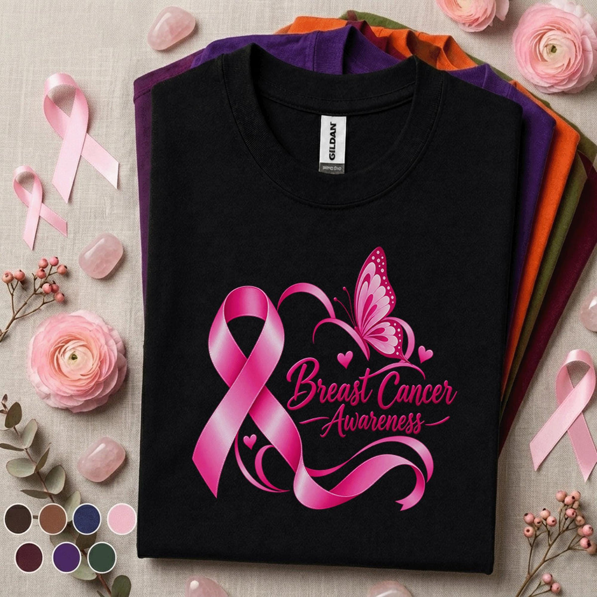 Breast Cancer Awareness Shirt, Pink Ribbon Butterfly Tee