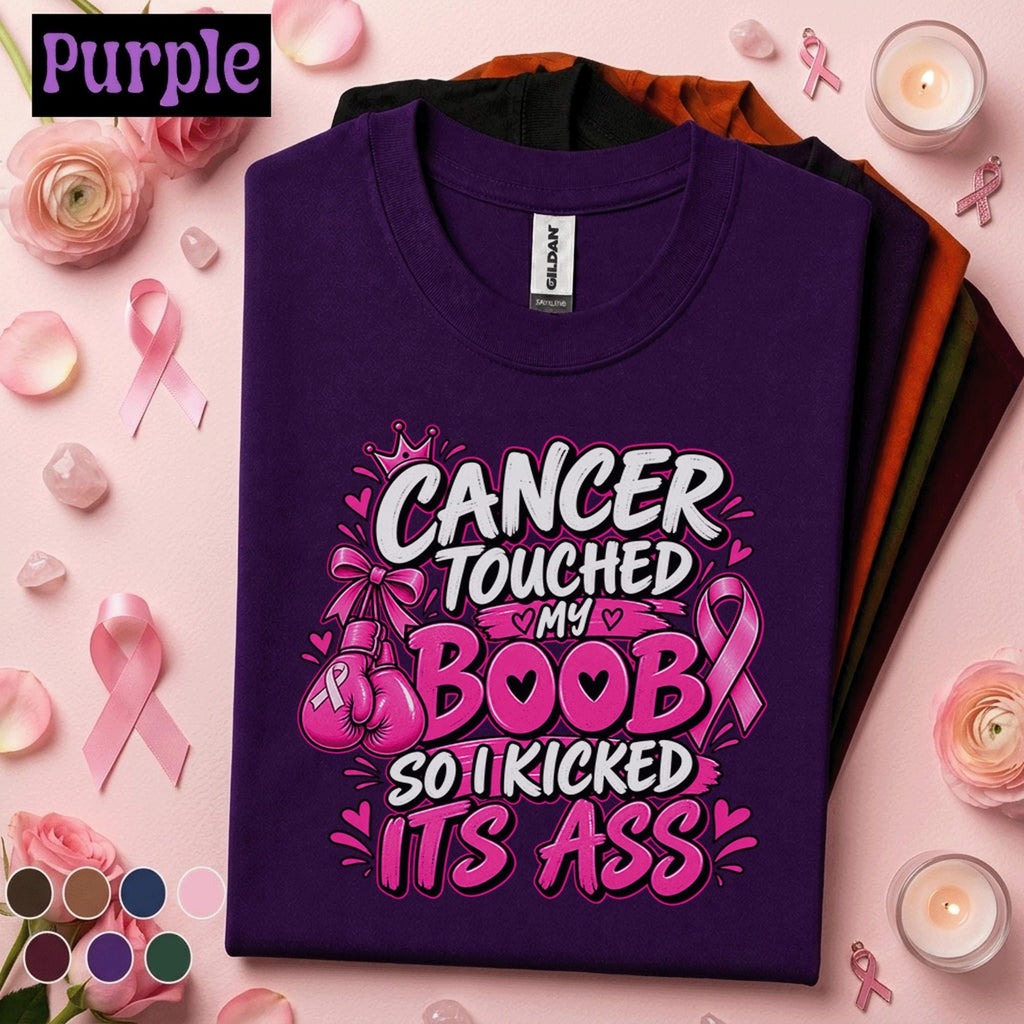 Breast Cancer Awareness Shirt, Cancer Touched My Boob Tee, Funny Pink Ribbon Survivor Shirt, Breast Cancer Fighter Gift for Women