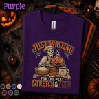 Funny Baker Halloween Shirt, Skeleton Baking Pumpkin Tee, Just Waiting for Next Stretch and Fold, Sourdough Baker Gift, Spooky Bread Tee
