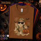 Camo Ghost Halloween Shirt, Cool Ghost Tee, Funny Spooky Season Shirt, Pumpkin Candy Bag, Halloween Gift for Teens