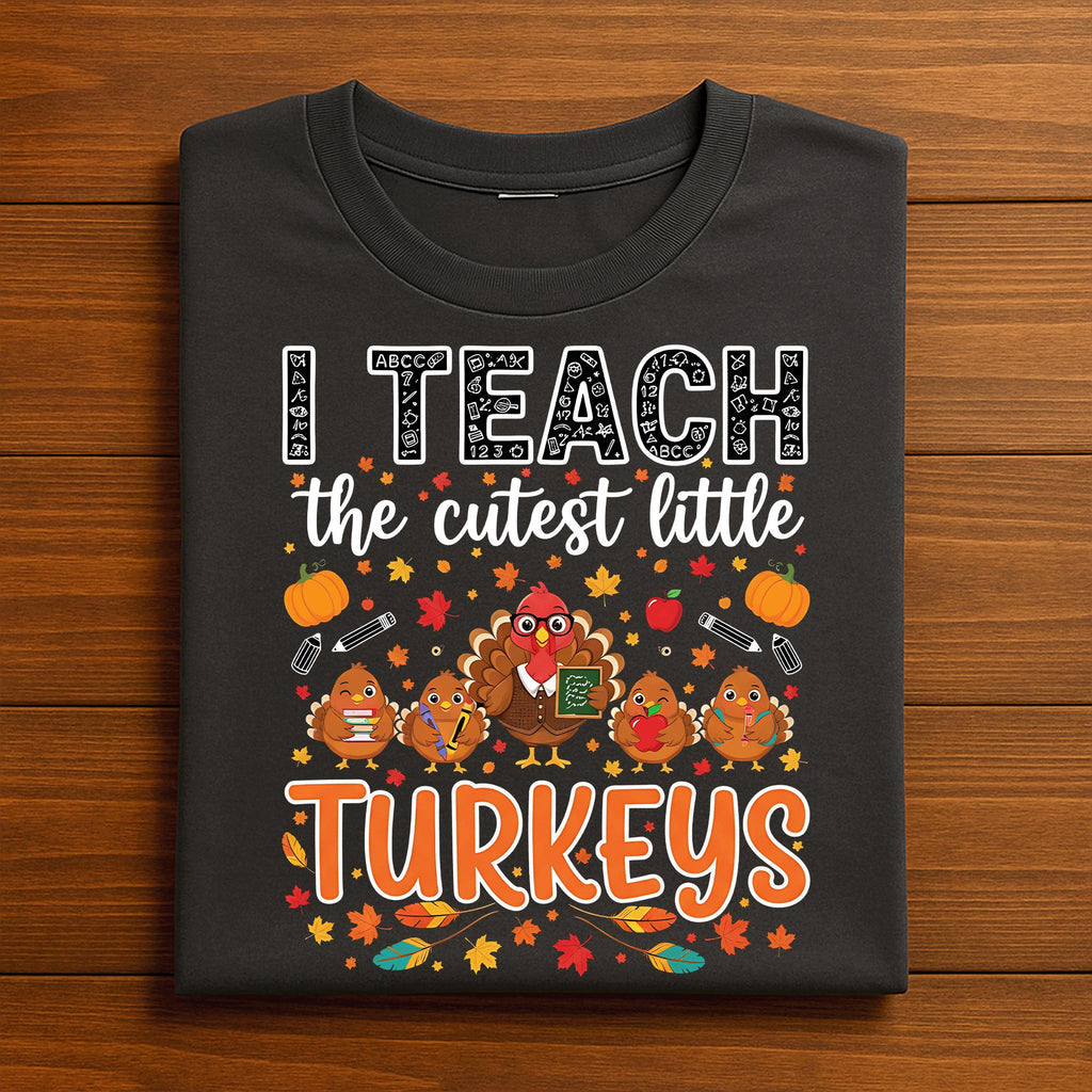 Cute Thanksgiving Teacher Turkey Shirt I Teach The Cutest Little Turkeys Autumn Fall Classroom Tee, Gift Teacher Thanksgiving Sweatshirt