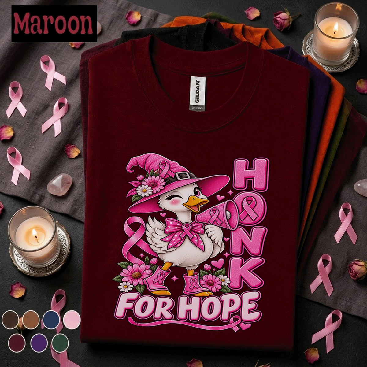 Breast Cancer Awareness Shirt, Honk for Hope Duck Tee, Pink Ribbon October Shirt, Cute Support Squad Gift, Survivor Fighter Women