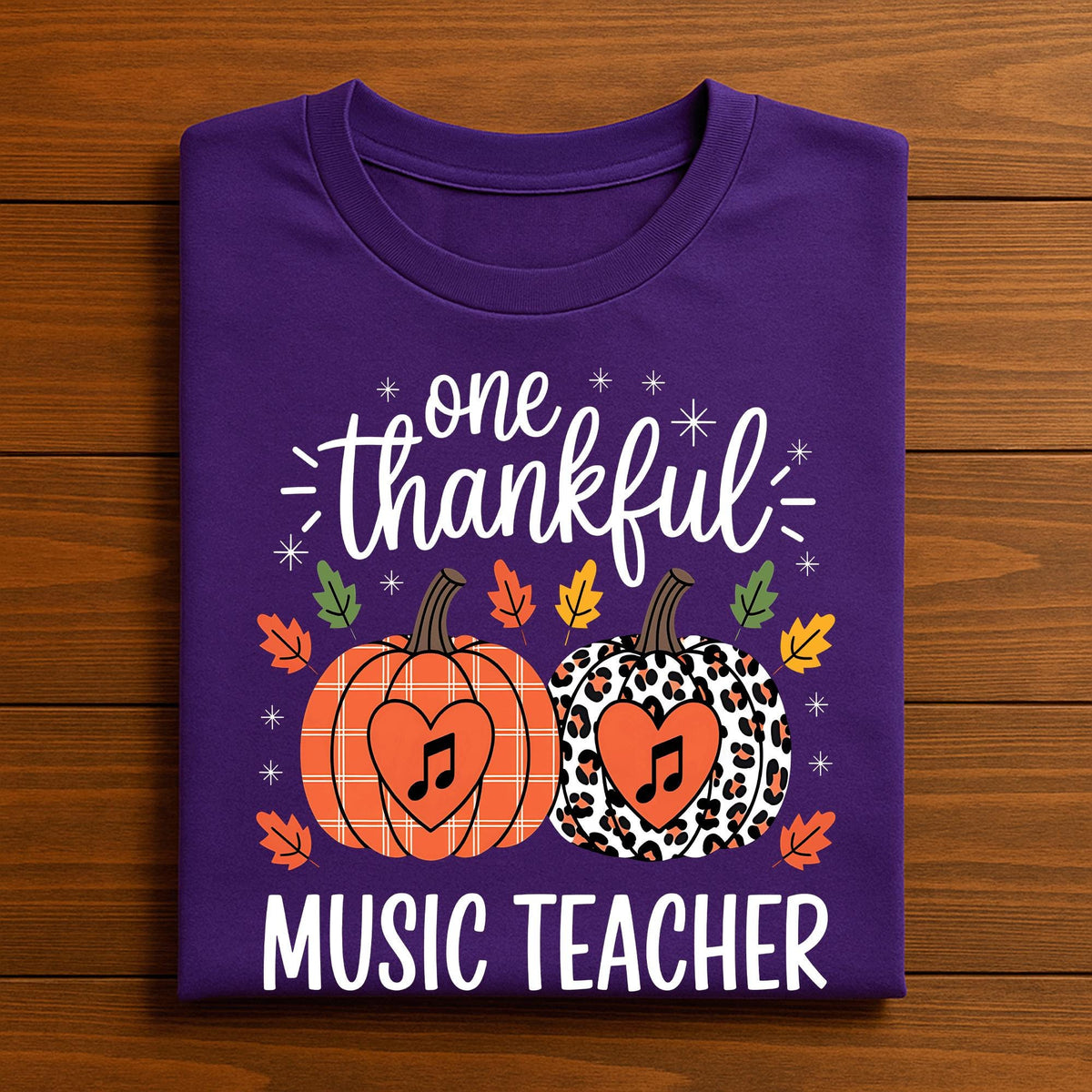 One Thankful Music Teacher Thanksgiving Shirt, Fall Music Teacher Pumpkin