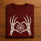 Couple Skeleton Hands Spiderweb Heart Shirt, Gothic Halloween Tee, Skeleton Love T-Shirt, Spooky Gothic Couple Shirt, Gift Valentine Shirt